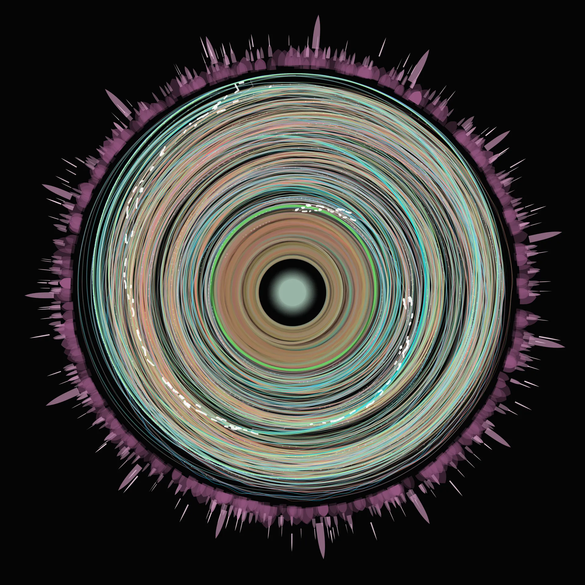 Sonicture of 'Soul Reflection': concentric rings of color encoding the harmonic structure, rhythm, and melody of the song